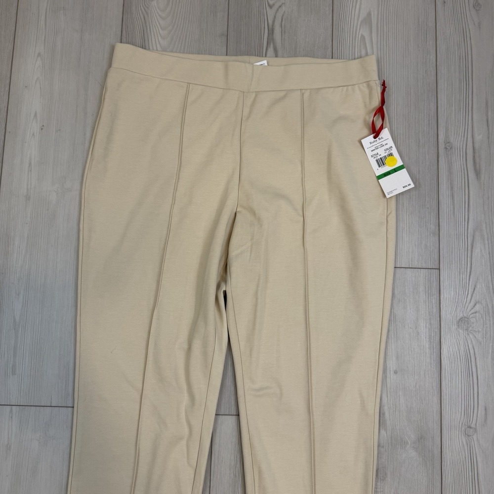 NWT Ruby Rd. Large Beige Pull On Pleated Pant Lat… - image 2